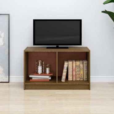 vidaXL Έπιπλο Τηλεόρασης Μελί 70x33x42cm από Μασίφ Ξύλο Πεύκου