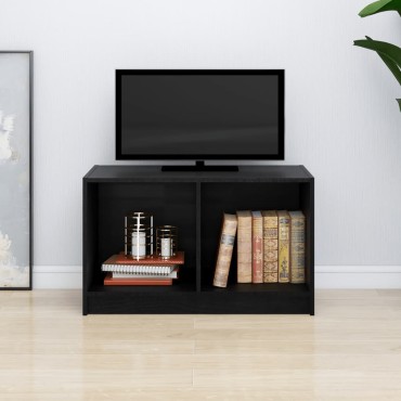 vidaXL Έπιπλο Τηλεόρασης Μαύρο 70x33x42cm από Μασίφ Ξύλο Πεύκου