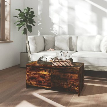 vidaXL Τραπεζάκι Σαλονιού Καπνιστή Δρυς 90x50x41,5cm Επεξ. Ξύλο 1 τεμ.
