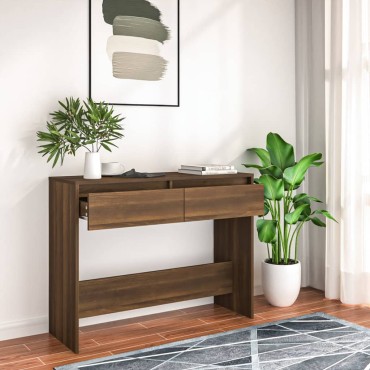 vidaXL Τραπέζι Κονσόλα Καφέ Δρυς 100x35x76,5cm Επεξεργασμένο Ξύλο 1 τεμ.