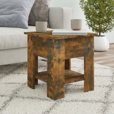 vidaXL Τραπεζάκι Σαλονιού Καπνιστή Δρυς 40x40x42cm από Συνθ. Ξύλο 1 τεμ.