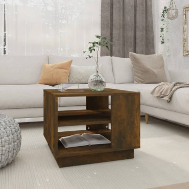 vidaXL Τραπεζάκι Σαλονιού Καπνιστή Δρυς 55x55x43cm Επεξεργ. Ξύλο 1 τεμ.
