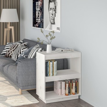 vidaXL Βιβλιοθήκη Λευκή 60x35x71cm από Μασίφ Ξύλο Πεύκου 1 τεμ.