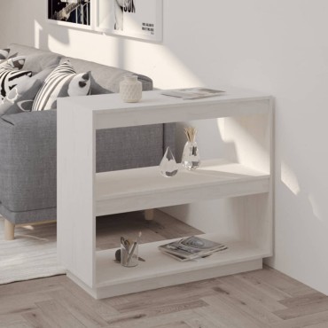 vidaXL Βιβλιοθήκη Λευκή 80x35x71cm από Μασίφ Ξύλο Πεύκου 1 τεμ.