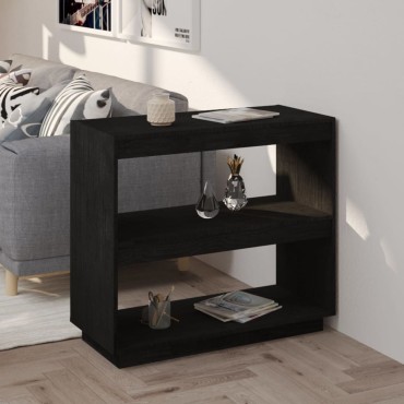 vidaXL Βιβλιοθήκη Μαύρη 80x35x71cm από Μασίφ Ξύλο Πεύκου 1 τεμ.