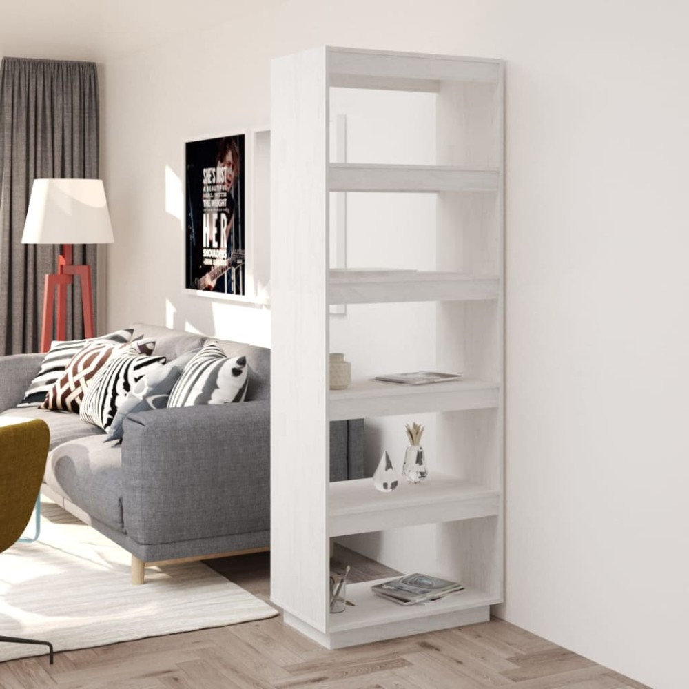vidaXL Βιβλιοθήκη/Διαχωριστικό Χώρου Λευκό 60x35x167cm Μασίφ Πεύκο 1 τεμ.