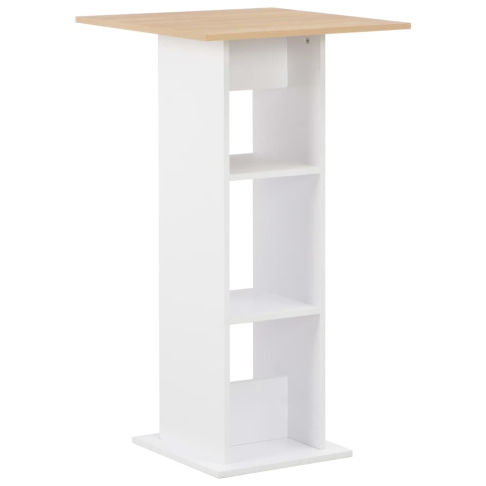 vidaXL Τραπέζι Μπαρ Λευκό / Sonoma Δρυς 60x60x110cm 1 τεμ.
