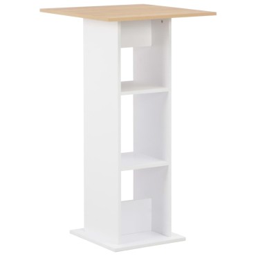 vidaXL Τραπέζι Μπαρ Λευκό / Sonoma Δρυς 60x60x110cm 1 τεμ.