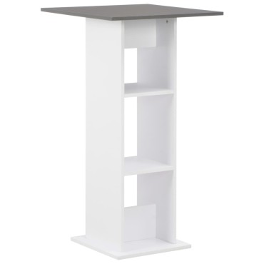 vidaXL Τραπέζι Μπαρ Λευκό / Γκρι Ανθρακί 60x60x110cm 1 τεμ.