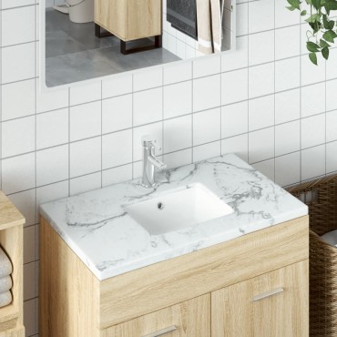 vidaXL Νιπτήρας Μπάνιου Ορθογώνιος Λευκός 39x30x18,5 εκ. Κεραμικός