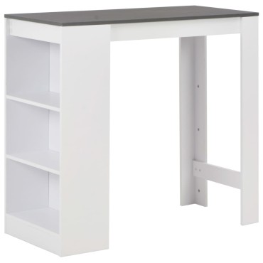 vidaXL Τραπέζι Μπαρ με Ράφι Λευκό 110x50x103cm 1 τεμ.