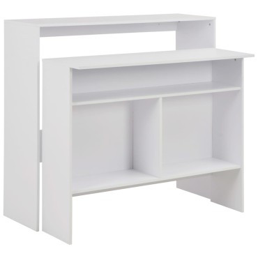 vidaXL Τραπέζι Μπαρ με 2 Επιφάνειες Λευκό 130x40x120cm 1 τεμ.