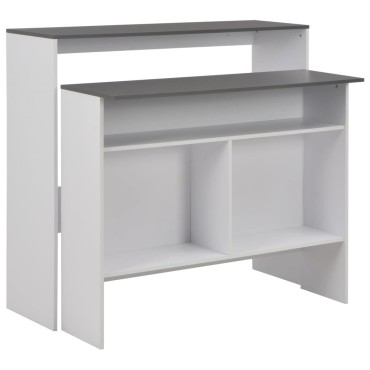 vidaXL Τραπέζι Μπαρ με 2 Επιφάνειες Λευκό / Γκρι 130x40x120cm 1 τεμ.