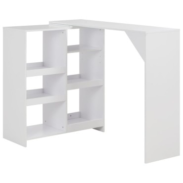 vidaXL Τραπέζι Μπαρ με Κινητό Ράφι Λευκό 138x39x110cm 1 τεμ.