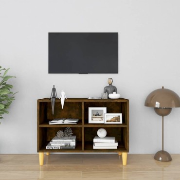 vidaXL Έπιπλο Τηλεόρασης Καπνιστή Δρυς 69,5x30x50cm Μασίφ Ξύλ. Πόδια
