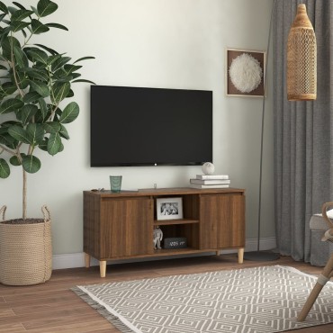 vidaXL Έπιπλο Τηλεόρασης Καφέ Δρυς 103,5x35x50cm Μασίφ Ξύλινα Πόδια