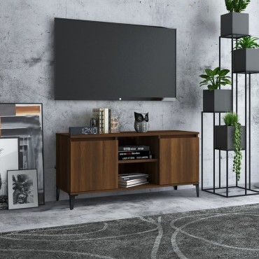 vidaXL Έπιπλο Τηλεόρασης Καφέ Δρυς 103,5x35x50 εκ. με Μεταλλικά Πόδια