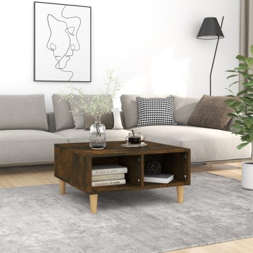 vidaXL Τραπεζάκι Σαλονιού Καπνιστή Δρυς 60x60x30cm από Επεξ. Ξύλο 1 τεμ.