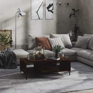 vidaXL Τραπεζάκι Σαλονιού Καπνιστή Δρυς 103,5x60x35cm από Επεξ. Ξύλο 1 τεμ.