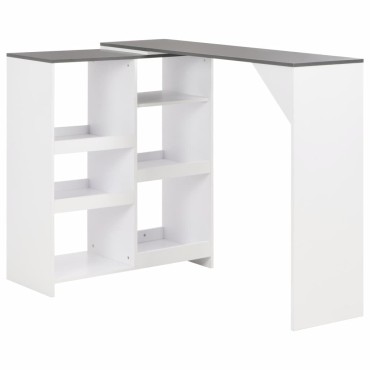 vidaXL Τραπέζι Μπαρ με Κινητή Ραφιέρα Λευκό 138x39x110cm 1 τεμ.