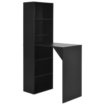 vidaXL Τραπέζι Μπαρ με Ράφι Μαύρο 115x59x200cm 1 τεμ.