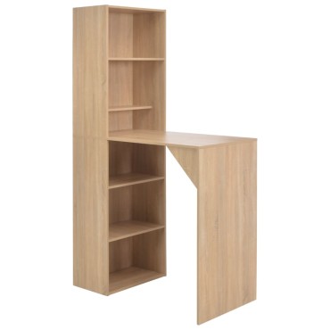 vidaXL Τραπέζι Μπαρ με Ράφι Χρώμα Δρυός 115x59x200cm 1 τεμ.