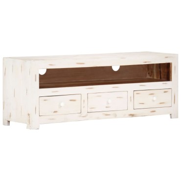 vidaXL Έπιπλο Τηλεόρασης Λευκό 110x30x40cm Μασίφ Ξύλο Ακακίας
