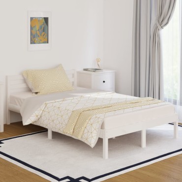 vidaXL Πλαίσιο Κρεβατιού Λευκό 120x200cm από Μασίφ Ξύλο Πεύκου 1 τεμ. - Μονό