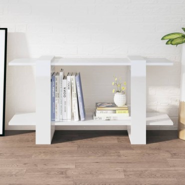 vidaXL Βιβλιοθήκη Ραφιέρα Γυαλ. Λευκό 100x30x51cm Επεξεργασμένο Ξύλο 1 τεμ.