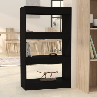 vidaXL Βιβλιοθήκη/Διαχωριστικό Χώρου Μαύρο 80x24x192cm Επεξ. Ξύλο 1 τεμ.