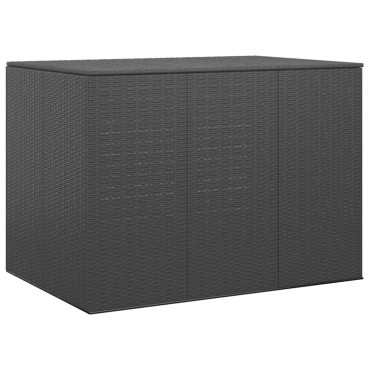 vidaXL Κουτί Μαξιλαριού Κήπου Μαύρο 145x100x103cm Ρατάν Πολυαιθ. 1 τεμ.