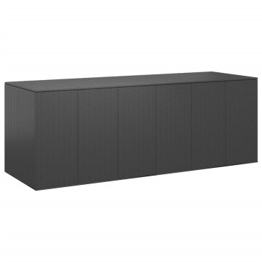 vidaXL Κουτί Μαξιλαριού Κήπου Μαύρο 291x100,5x104cm Ρατάν Πολυαιθ. 1 τεμ.