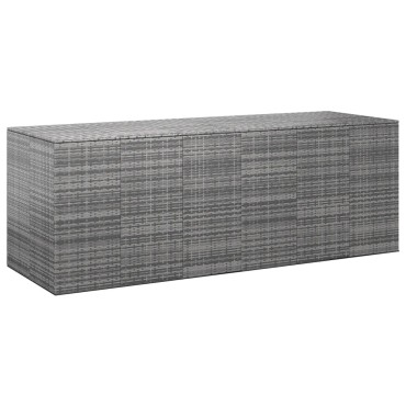 vidaXL Κουτί Μαξιλαριού Κήπου Γκρι 291x100,5x104cm Ρατάν Πολυαιθ. 1 τεμ.