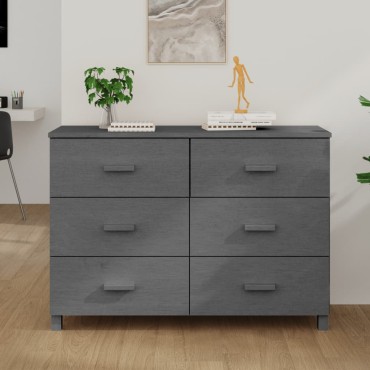 vidaXL Συρταριέρα HAMAR Σκ. Γκρι 113x40x80cm Μασίφ Ξύλο Πεύκου 1 τεμ.