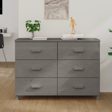 vidaXL Συρταριέρα HAMAR Αν. Γκρι 113x40x80cm Μασίφ Ξύλο Πεύκου 1 τεμ.