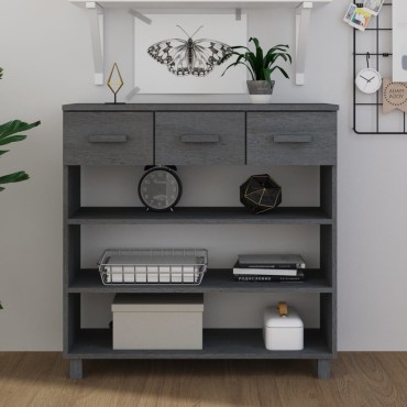 vidaXL Τραπέζι Κονσόλα HAMAR Σκ. Γκρι 90x35x90cm Μασίφ Ξύλο Πεύκου 1 τεμ.