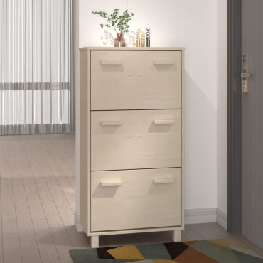 vidaXL Παπουτσοθήκη HAMAR Καφέ Μελί 59,5x35x117cm Μασίφ Ξύλο Πεύκου