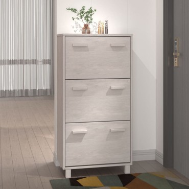 vidaXL Παπουτσοθήκη HAMAR Λευκή 59,5x35x117cm από Μασίφ Ξύλο Πεύκου
