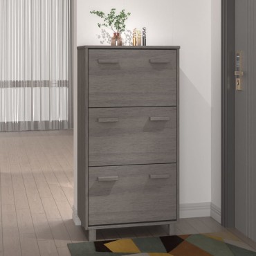 vidaXL Παπουτσοθήκη HAMAR Αν. Γκρι 59,5x35x117cm Μασίφ Ξύλο Πεύκου