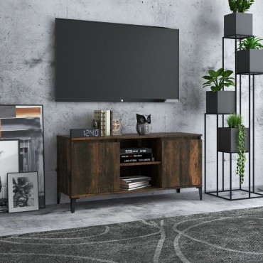 vidaXL Έπιπλο Τηλεόρασης Καπνιστή Δρυς 103,5x35x50cm με Μεταλ. Πόδια