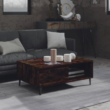 vidaXL Τραπεζάκι Σαλονιού Καπνιστή Δρυς 90x60x35cm από Επεξ. Ξύλο 1 τεμ.