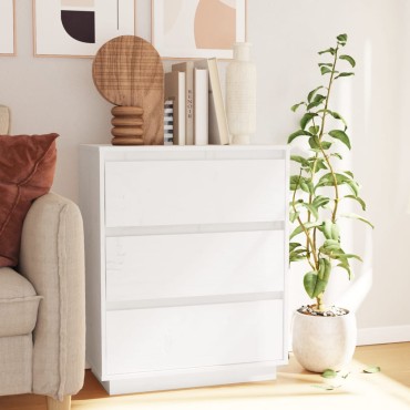 vidaXL Συρταριέρα Λευκή 60x34x75cm από Μασίφ Ξύλο Πεύκου 1 τεμ.
