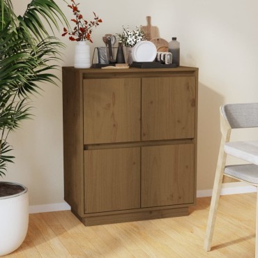 vidaXL Ντουλάπι Καφέ Μελί 60x34x75cm από Μασίφ Ξύλο Πεύκου 1 τεμ.