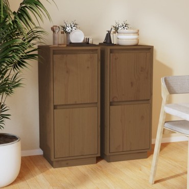 vidaXL Συρταριέρες 2 τεμ. Καφέ Μελί 31,5x34x75cm από Μασίφ Ξύλο Πεύκου