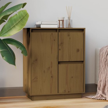 vidaXL Ντουλάπι Καφέ Μελί 60x34x75cm από Μασίφ Ξύλο Πεύκου 1 τεμ.