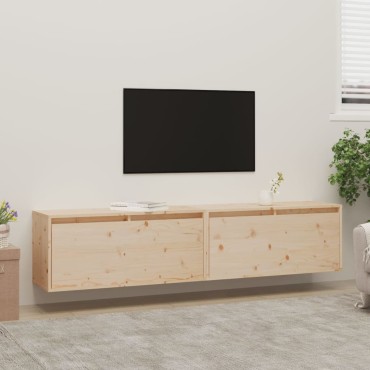 vidaXL Ντουλάπια Τοίχου 2 τεμ. 80x30x35cm από Μασίφ Ξύλο Πεύκου