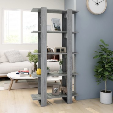 vidaXL Βιβλιοθήκη/Διαχωρ. Χώρου Γκρι Sonoma 80x30x160cm Επεξ. Ξύλο 1 τεμ.