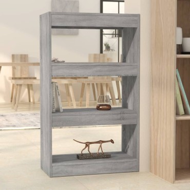 vidaXL Βιβλιοθήκη/Διαχωρ. Χώρου Γκρι Sonoma 60x30x103cm Επεξεργ. Ξύλο 1 τεμ.