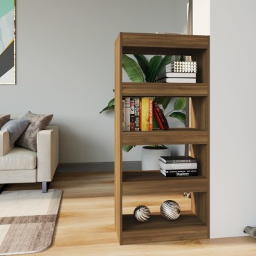 vidaXL Βιβλιοθήκη/Διαχωρ. Χώρου Καφέ Δρυς 60x30x135cm Επεξεργ. Ξύλο 1 τεμ.