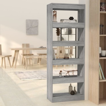 vidaXL Βιβλιοθήκη/Διαχωρ. Χώρου Γκρι Sonoma 60x30x166cm Επεξεργ. Ξύλο 1 τεμ.